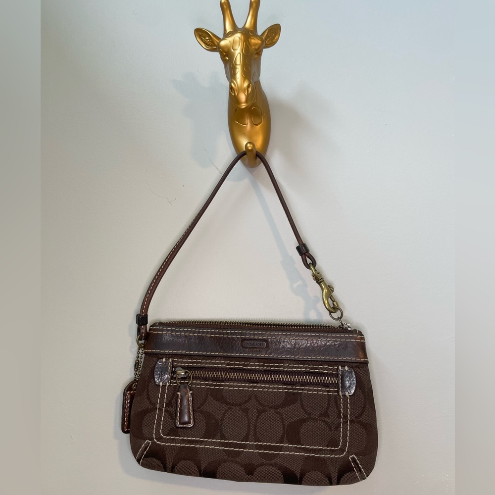 Coach Brown Monogram Wristlet